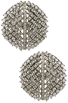 Antique Silver Finish Champagne Stones Studs