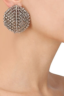 Antique Silver Finish Champagne Stones Studs