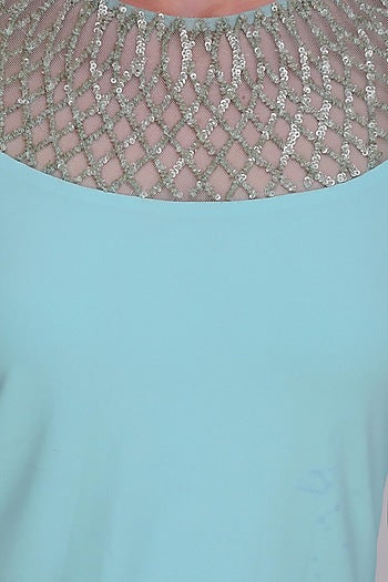 Aqua full sleeves persian necklace blouse