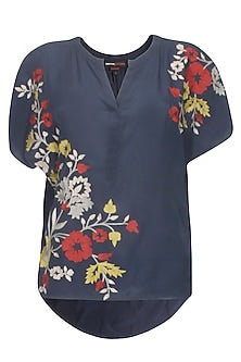 Navy blue kashmiri spring top