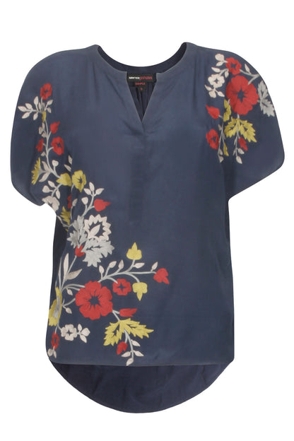 Navy blue kashmiri spring top