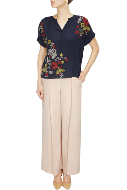 Navy blue kashmiri spring top