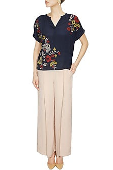 Navy blue kashmiri spring top