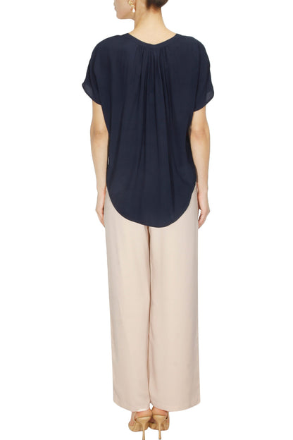 Navy blue kashmiri spring top