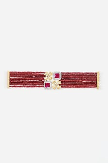 14kt Yellow Gold Finish Polki Diamond & Ruby Stone Bracelet