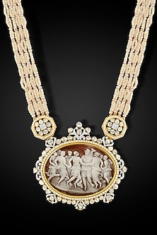 14kt Yellow Gold Finish Polki Diamond & Agate Stone Necklace