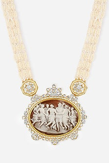 14kt Yellow Gold Finish Polki Diamond & Agate Stone Necklace