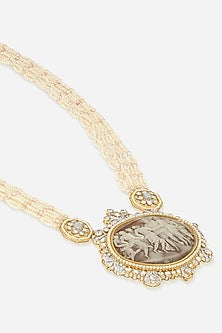 14kt Yellow Gold Finish Polki Diamond & Agate Stone Necklace