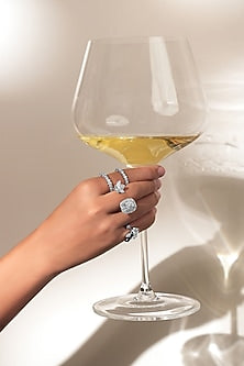 18kt White Gold Finish Tapered Baguette Diamond Ring