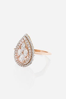 18kt Rose Gold Finish Round-Shaped Diamond Ring