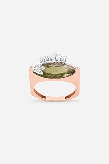 18kt Yellow Gold Finish Brown Red Diamond Ring