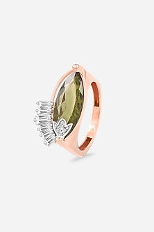 18kt Yellow Gold Finish Brown Red Diamond Ring