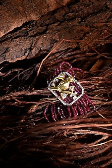 14kt Yellow Gold Finish Diamond & Red Stone Bracelet