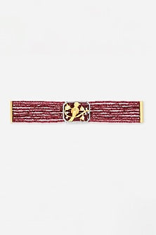 14kt Yellow Gold Finish Diamond & Red Stone Bracelet