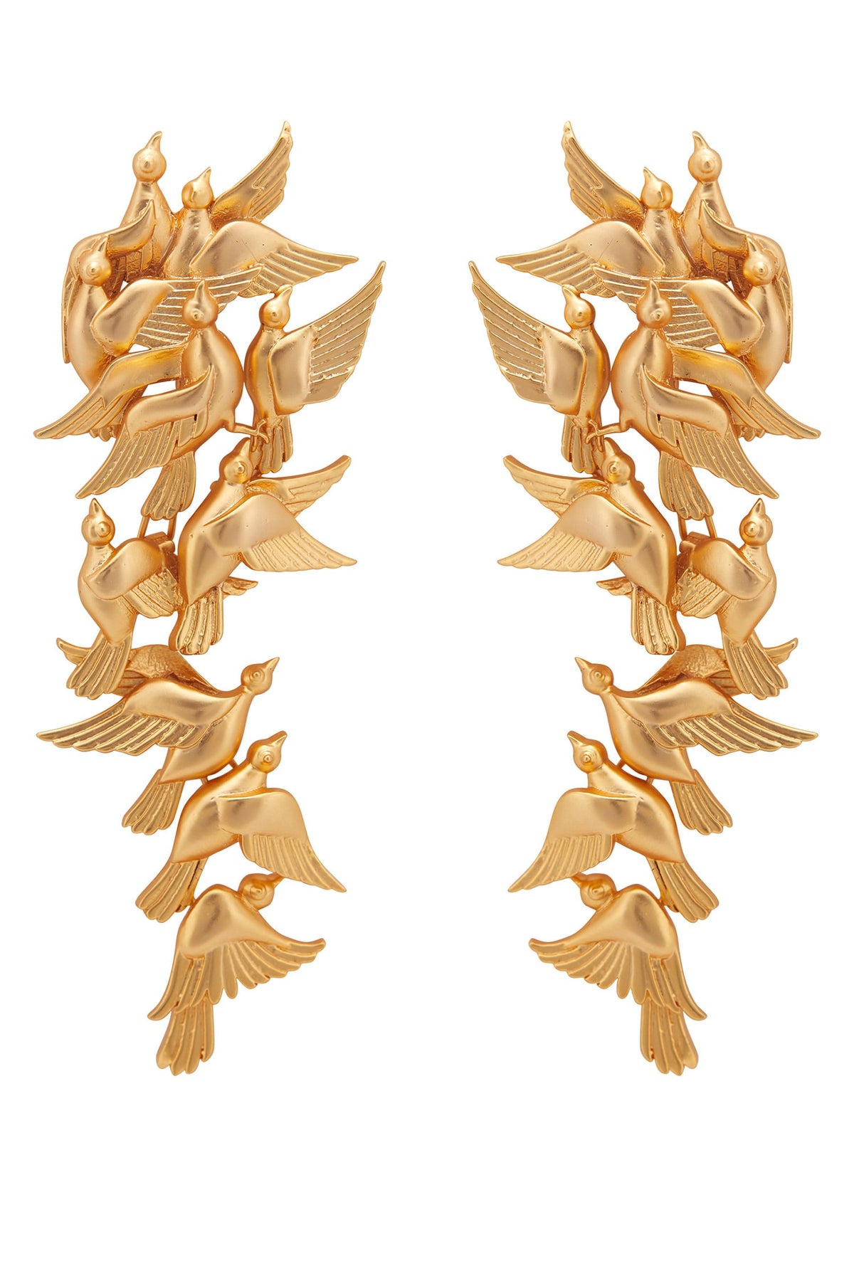 Handcrafted Dove Long Statement Earrings 