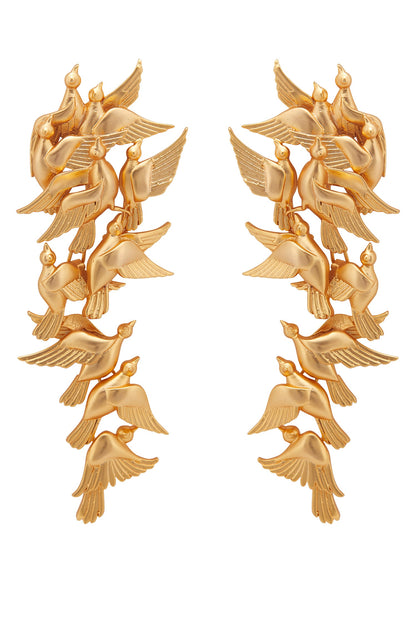 Handcrafted Dove Long Statement Earrings 