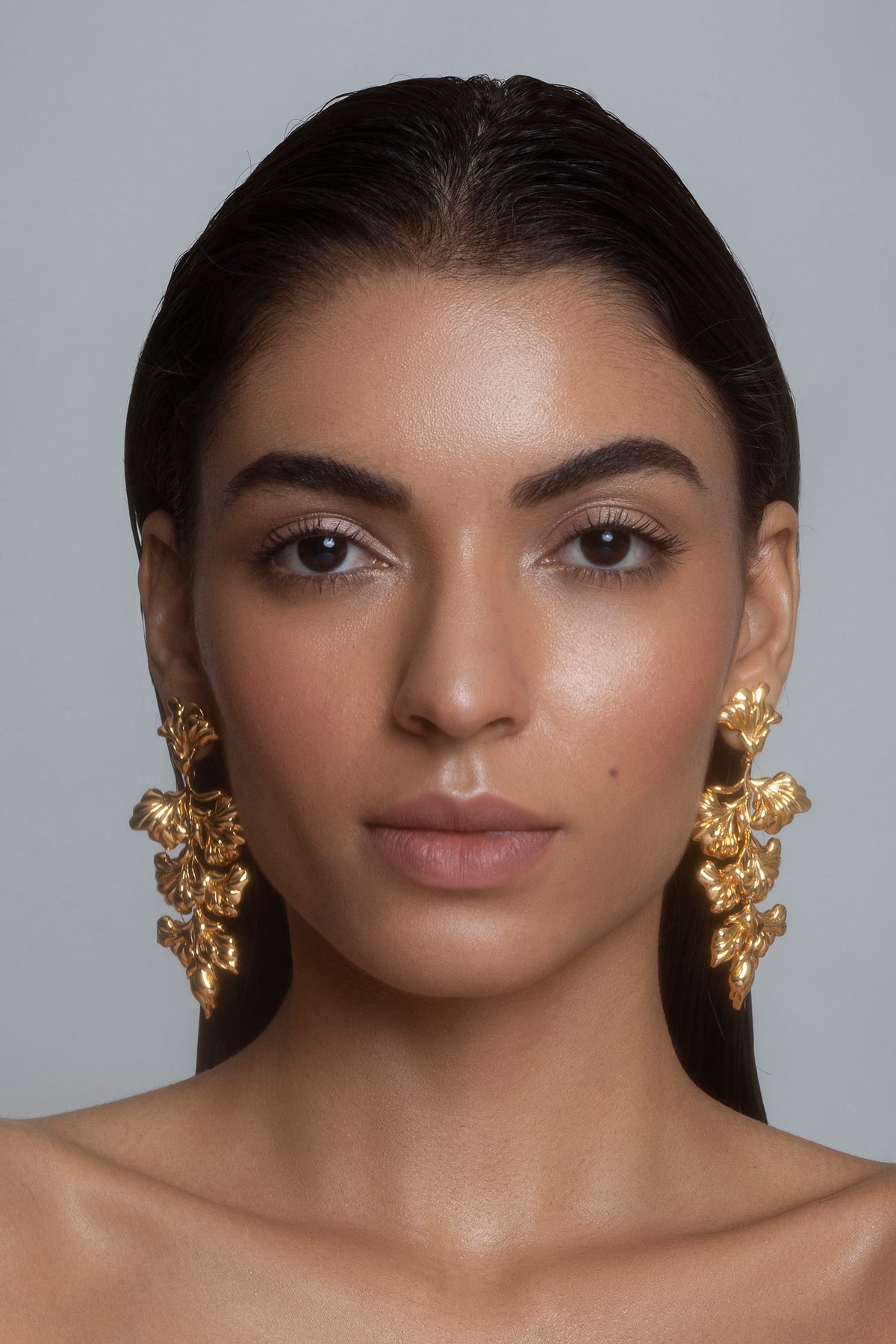 Handcrafted Floral Long Statement Earrings 