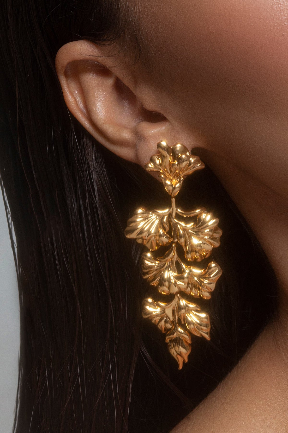 Handcrafted Floral Long Statement Earrings 