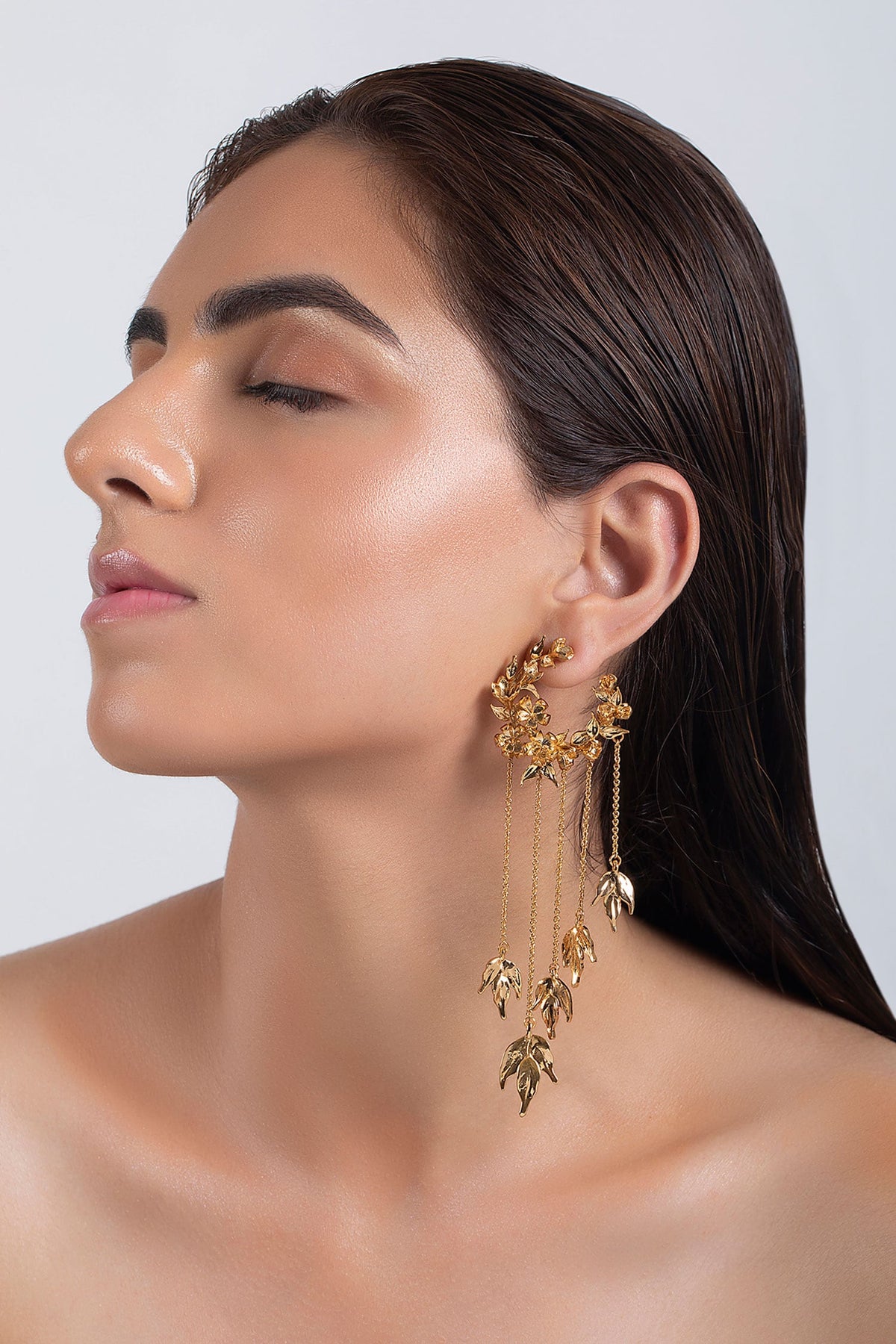 Handcrafted Chain Tassel Hoop Long Earrings 