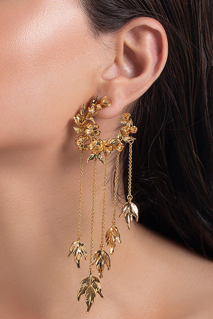 Handcrafted Chain Tassel Hoop Long Earrings 