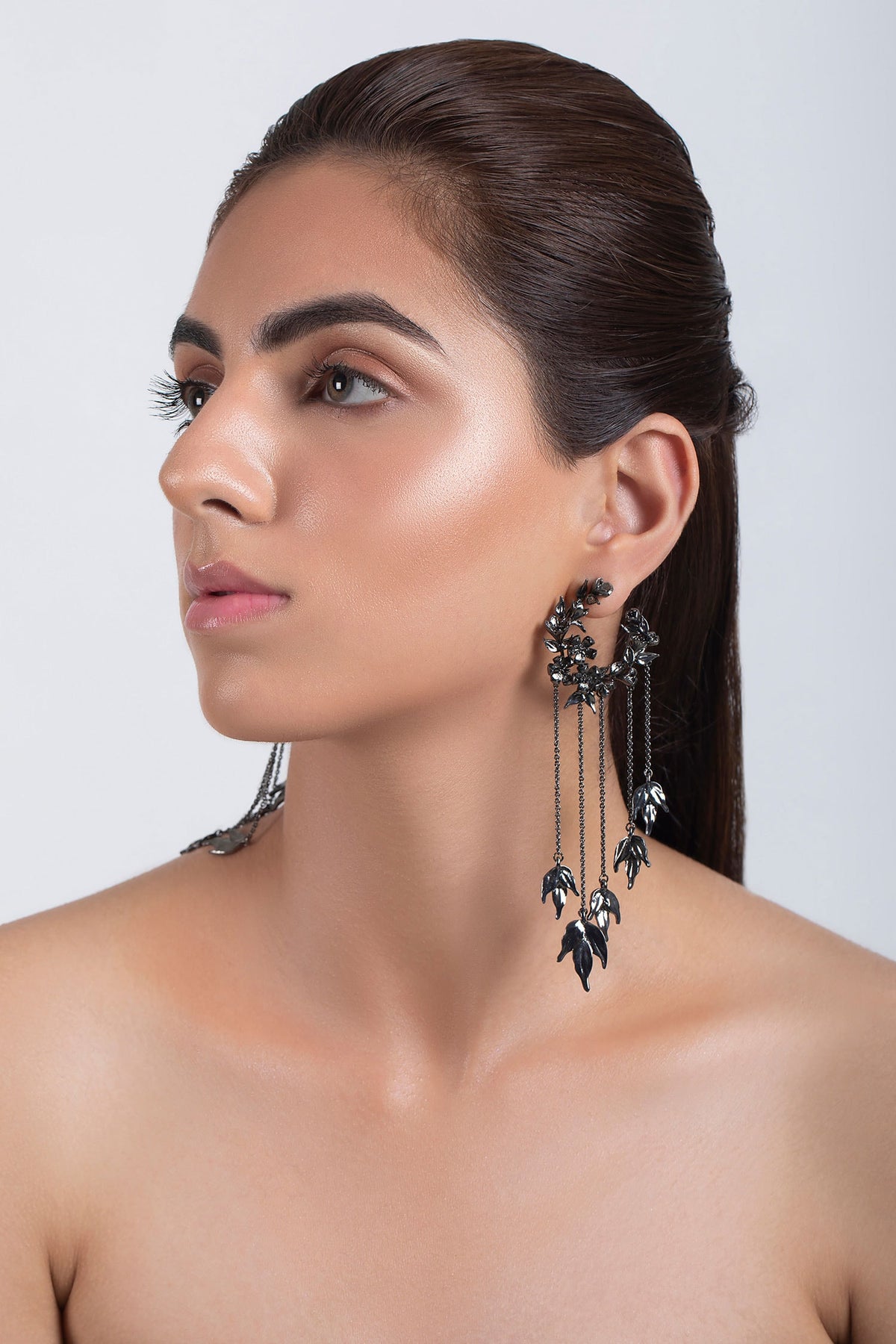 Handcrafted Chain Tassel Hoop Long Earrings 