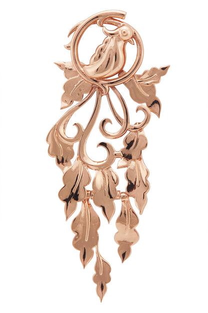 Handcrafted Bird Long Statement Earrings 