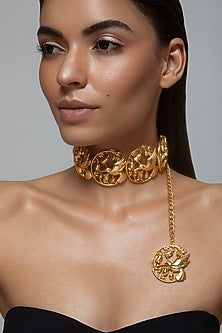 Matte Gold Plated Hummingbird Choker Necklace