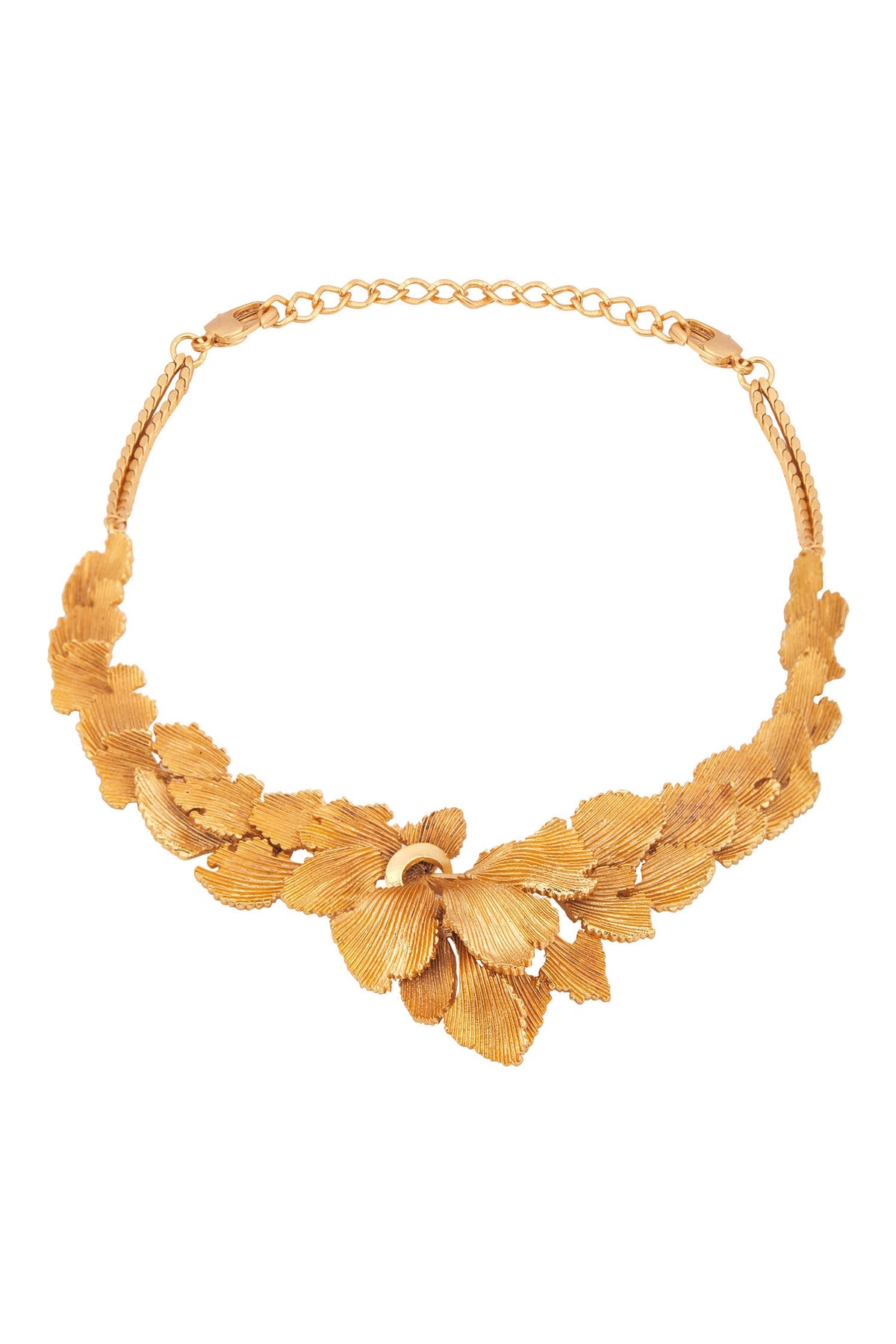 Handcrafted Leaf Carved Collar Necklace 