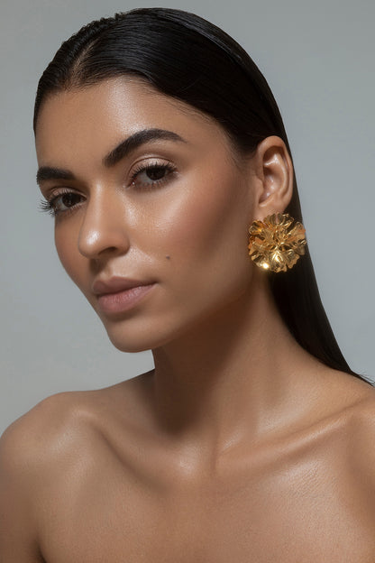 Gold Plated Floral Stud Earrings