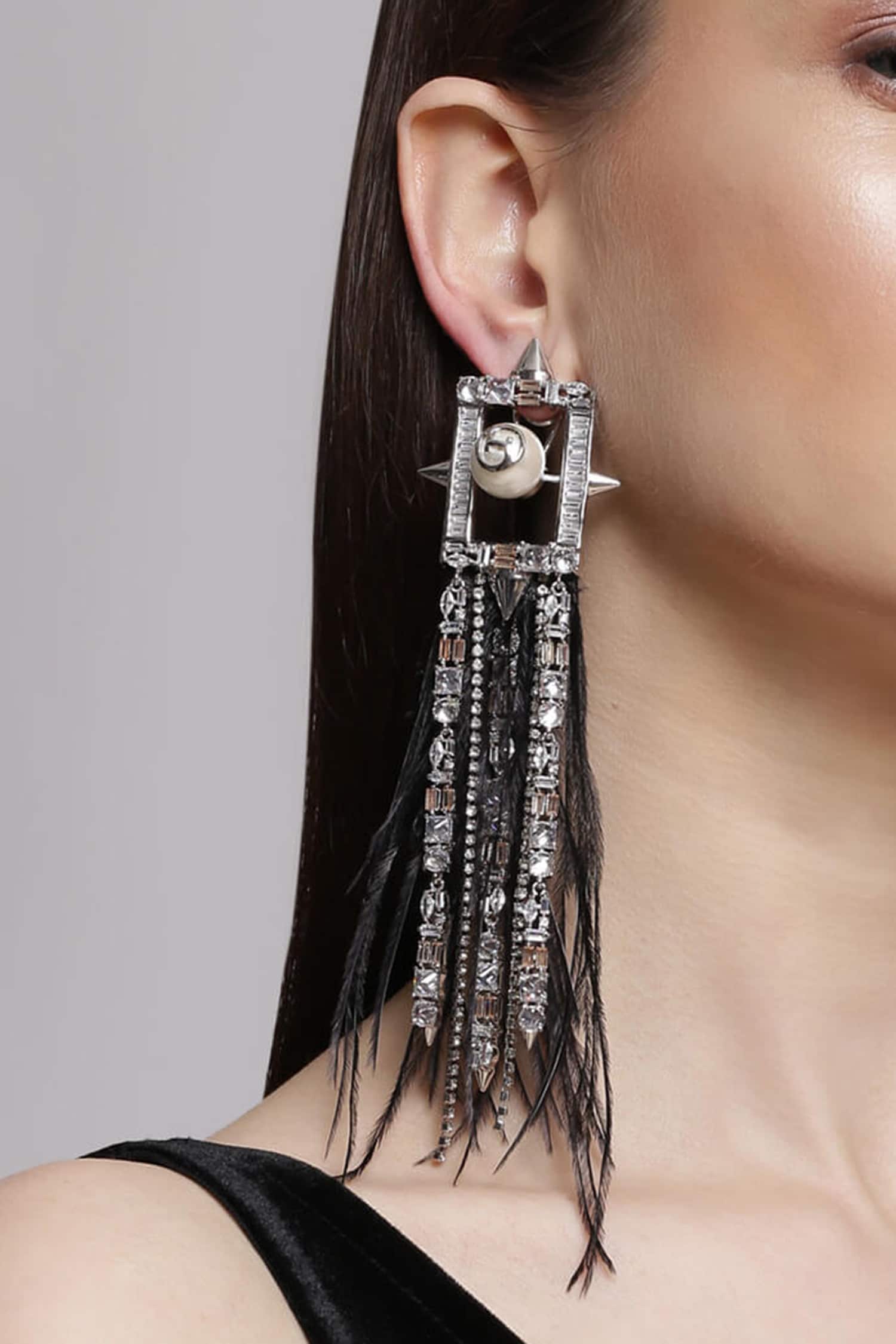 Crystal Tassel Long Earrings 