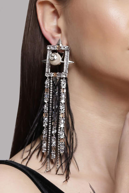 Crystal Tassel Long Earrings 