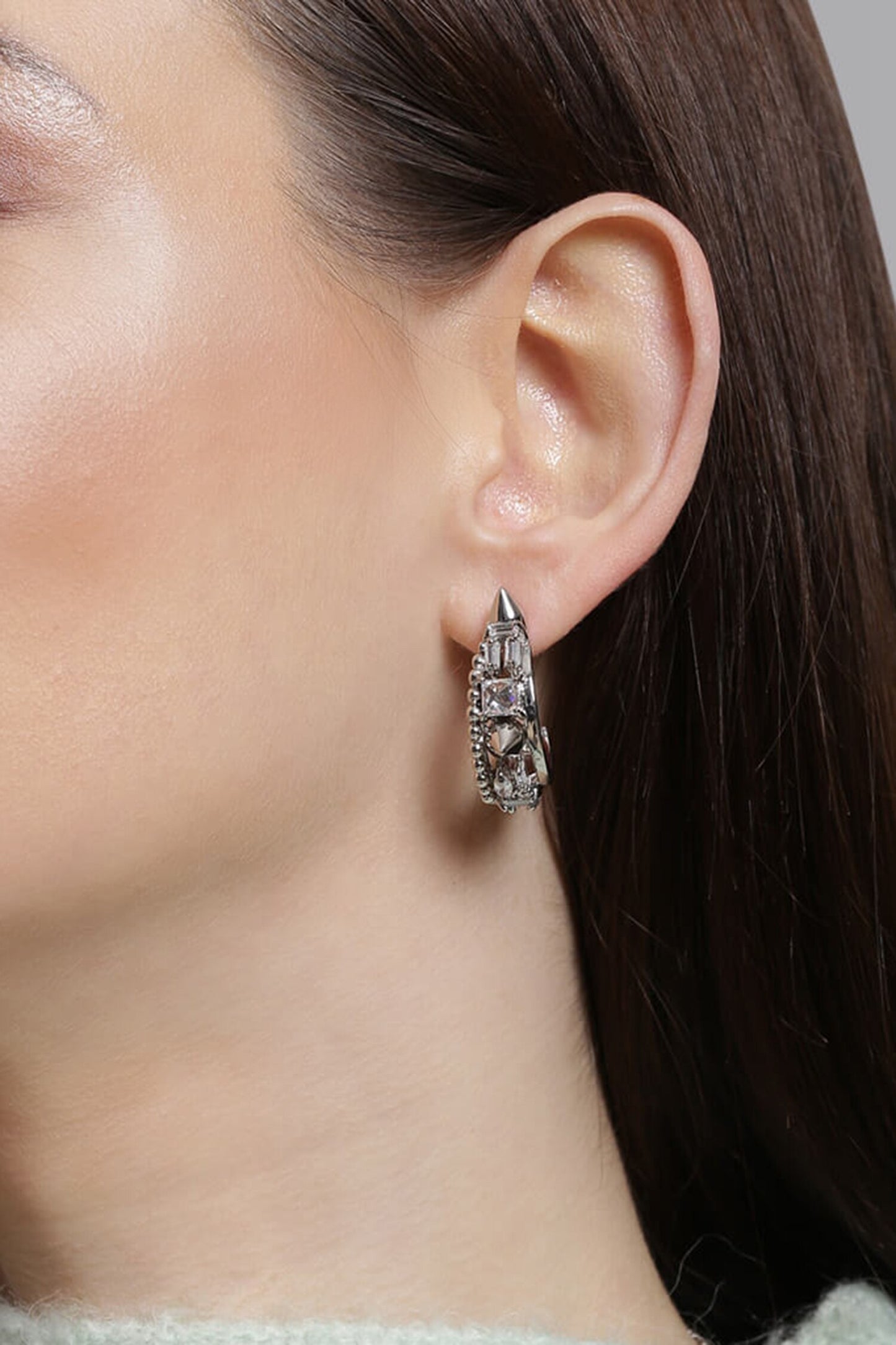 Crystal Spiked Hoops 