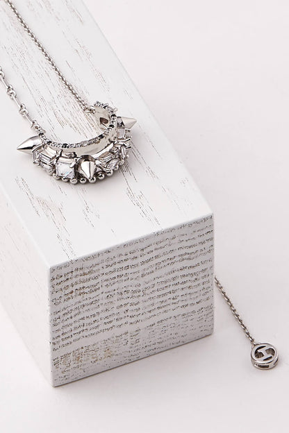 Crystal Crescent Pendant Necklace 