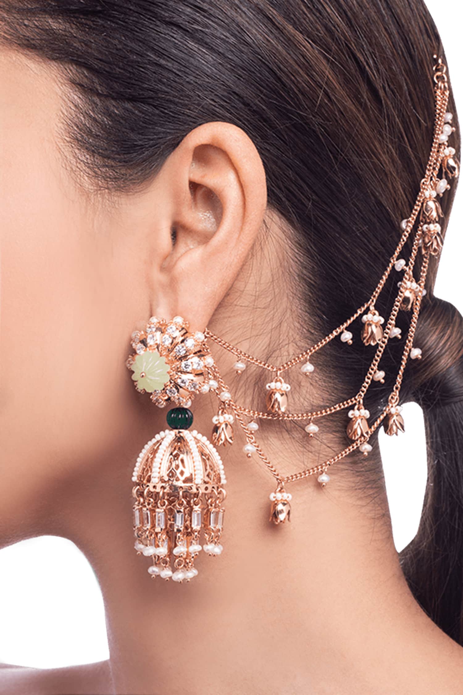 Floral Ear Chain Danglers  
