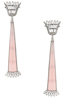 Gunmetal Plated Pink Onyx and Crystal Earrings