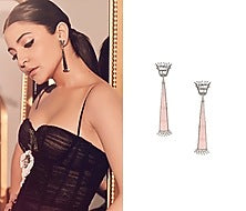 Gunmetal Plated Pink Onyx and Crystal Earrings