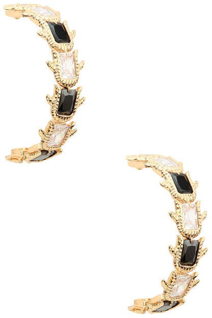 Rose Gold Plated Emerald Crystal Hoop Earrings