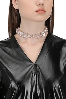 Rose Gold Plated Crystal Choker Necklace