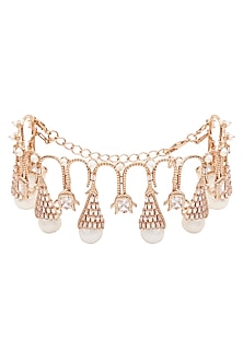 Rose Gold Plated Droplet Choker Necklace