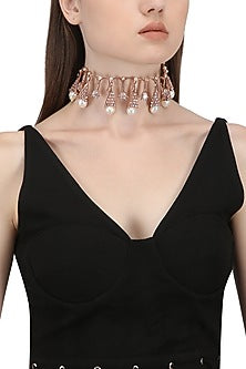 Rose Gold Plated Droplet Choker Necklace