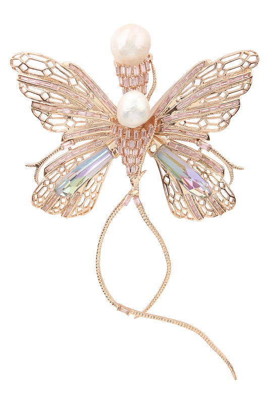 Rose Gold Plated Butterfly Brooch