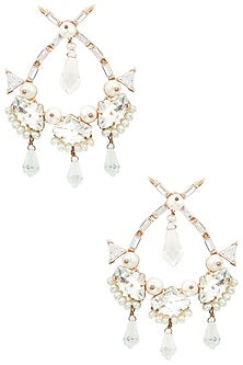 Rose Gold Plated Pearls and Swarovski Crystal Earrings