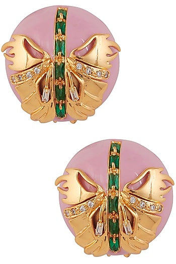 Gold Plated Papilio Blush Pink Stud Earrings