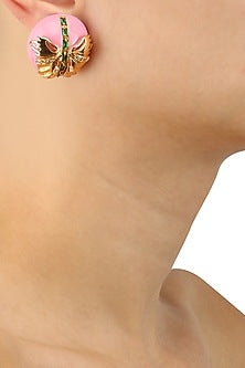 Gold Plated Papilio Blush Pink Stud Earrings