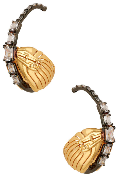 Gold and Gunmetal Dual Plating Instar Hoop Earrings