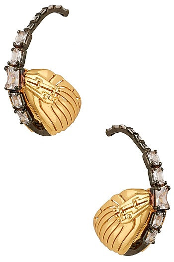 Gold and Gunmetal Dual Plating Instar Hoop Earrings