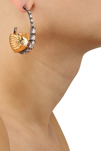Gold and Gunmetal Dual Plating Instar Hoop Earrings
