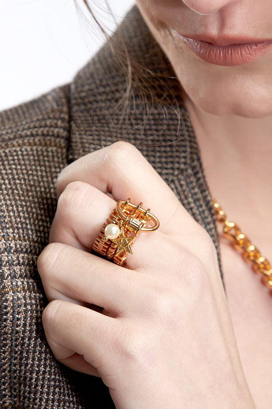 Myriad Charm Bead Ring 