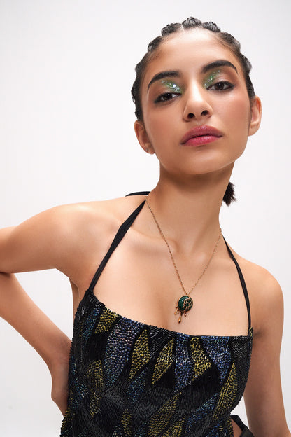 Drip OH Palescent Malachite Pendant Necklace 