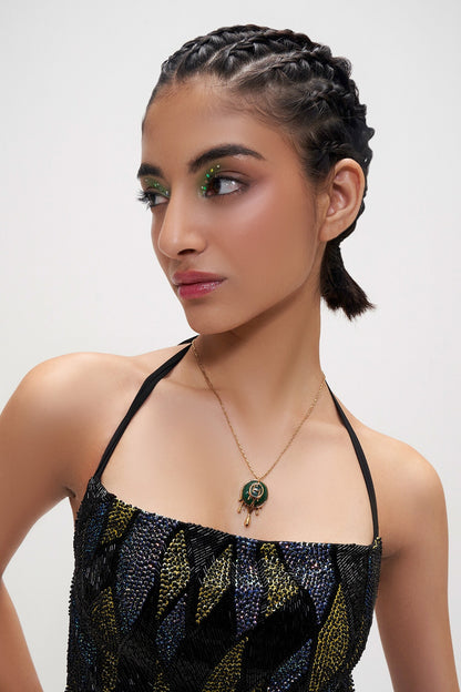 Drip OH Palescent Malachite Pendant Necklace 